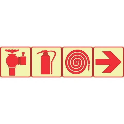 SABS Fire Hydrant, Fire Extinguisher, Fire Hose And Red Arrow Right safety sign