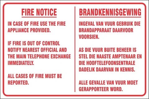 Fire Action instructions safety sign 