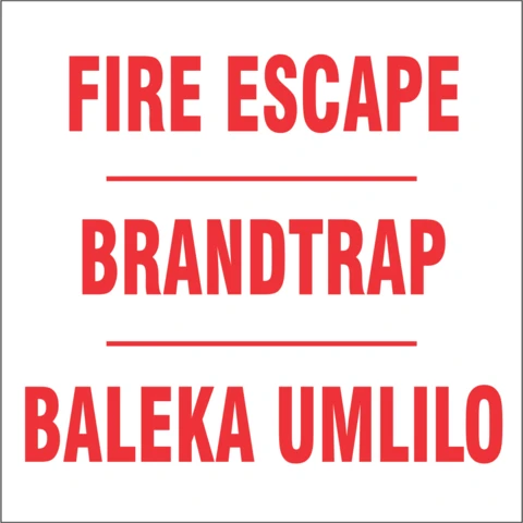 Fire Escape - 3 Languages safety sign 