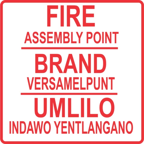 Fire Assembly Point - 3 Languages safety sign 