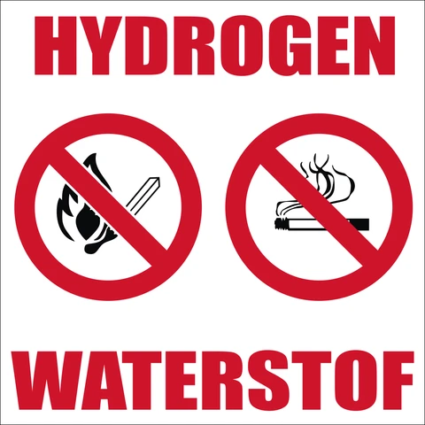 Hydrogen, No Smoking and No Open Flames safety sign 