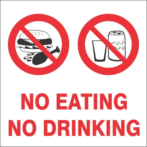 No eating or drinking safety sign 