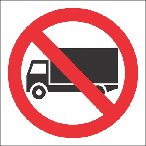 No Trucks safety sign 