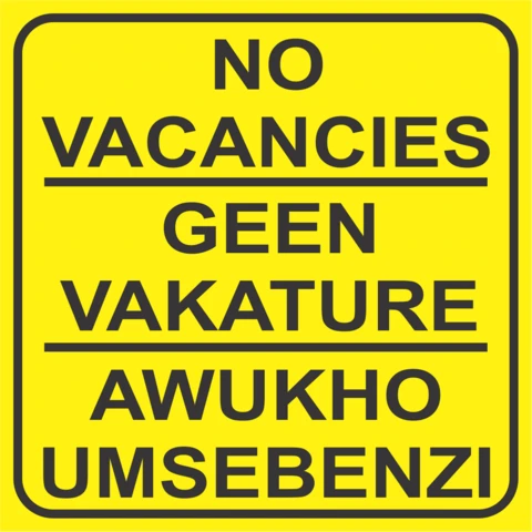 No Vacancies in 3 languages safety sign