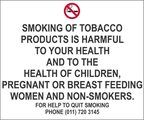 Smoking of Tobacco is harmful safety sign 