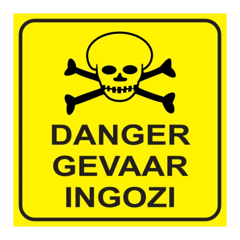 Danger Skull - 3 Languages safety sign 