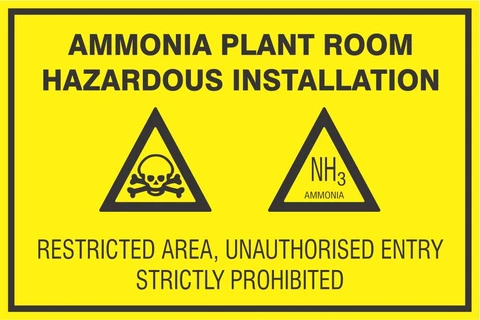 Ammonia Plant Room safety sign