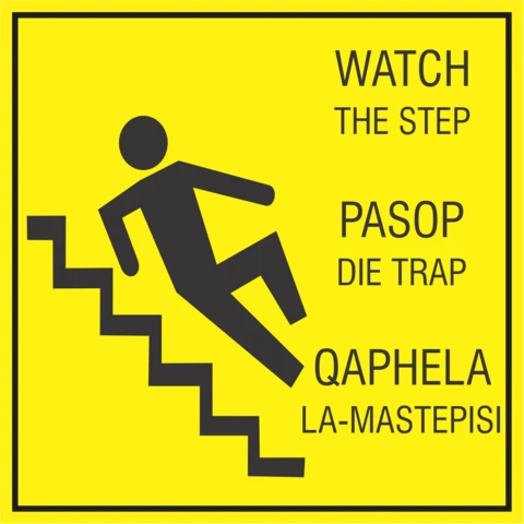Watch the step safety sign 