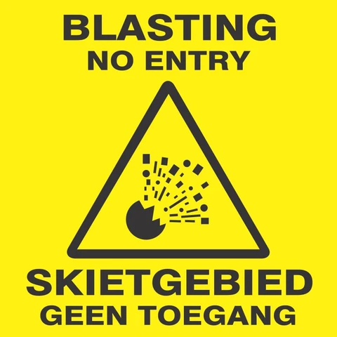 Blasting No Entry safety sign 