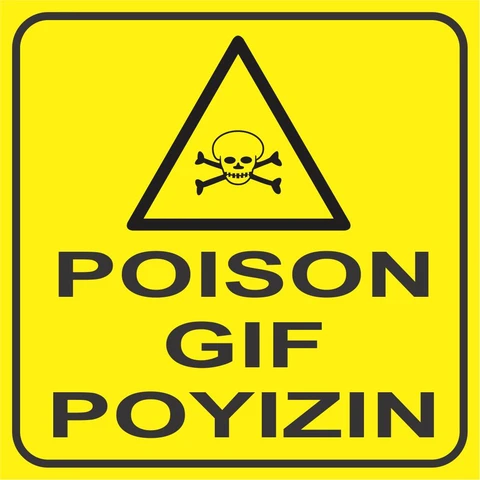 Poison safety sign in 3 languages 