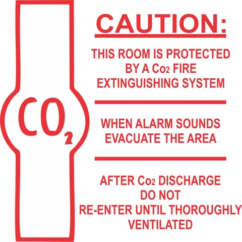 Caution : Co2 Fire Extinguishing system safety sign 