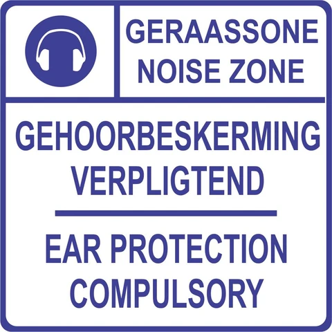 Noise Zone : Wearing Ear Protection Compulsory safety sign 