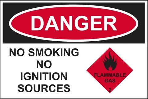 Danger : No Smoking, No Ignition sources safety sign 