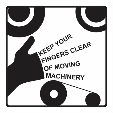 Keep your fingers clear of moving machinery safety sign