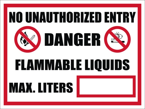 No Unauthorized Entry, Danger Flammable liquids safety sign