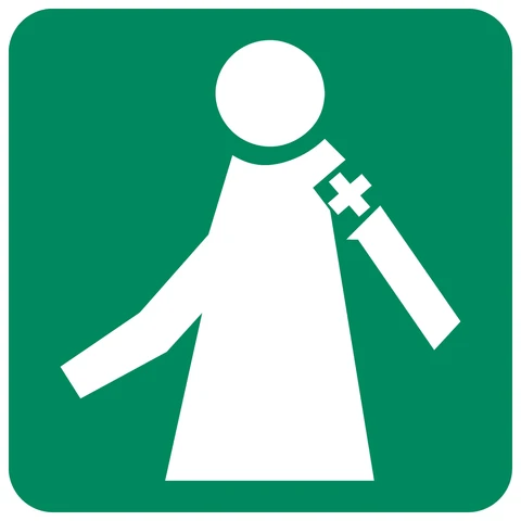 Manned First Aid Station safety sign
