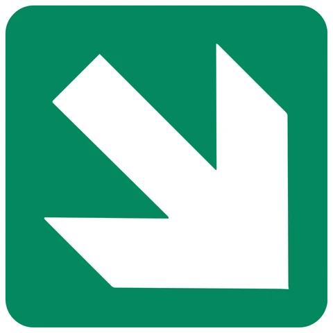 Diagonal Green Arrow safety sign 