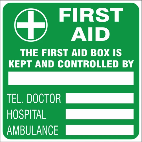 First aid box is controlled by safety sign 