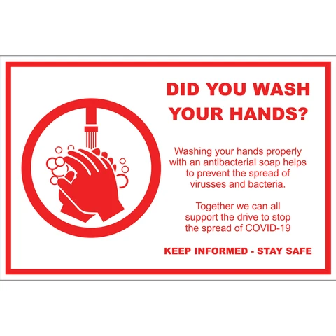 Did you wash your hands safety sign 