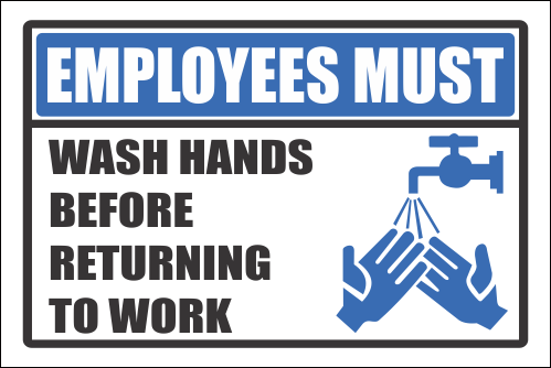 Employees must wash hands safety sign 