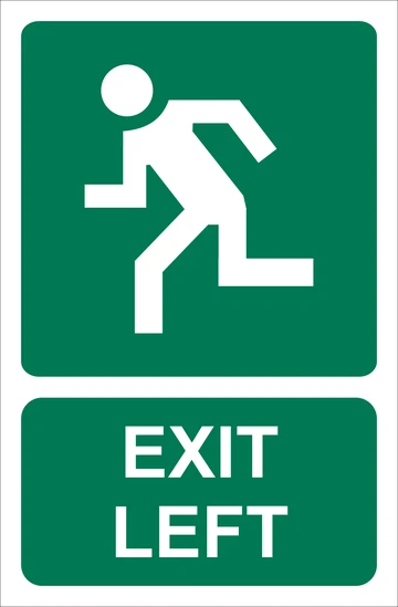 Running Man (Left), Exit left safety sign