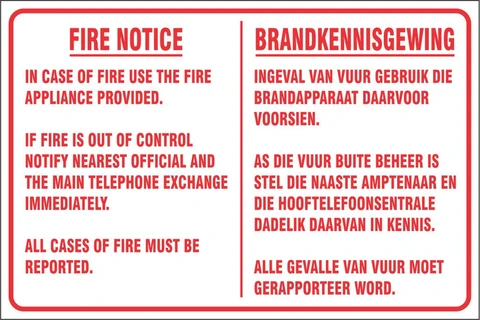 Fire Action instructions safety sign 