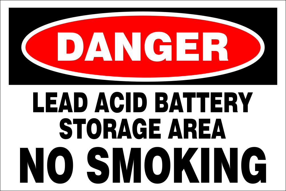 Danger : Lead acid battery storage area safety sign