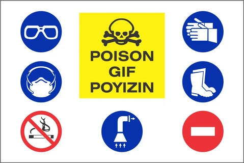 No Entry, Poison and wear protective gear safety sign 