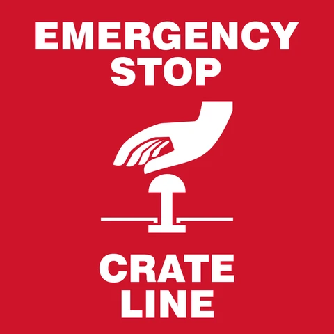 Emergency Stop - Crate Line safety sign 