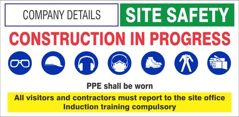 Construction in progress safety sign