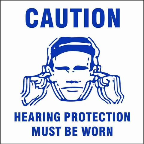 Mandatory - Caution Hearing protection must be worn safety sign