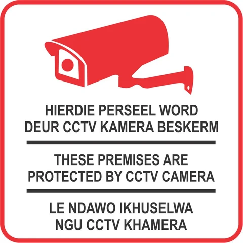 These premises are protected by CCTV cameras - 3 languages safety sign 