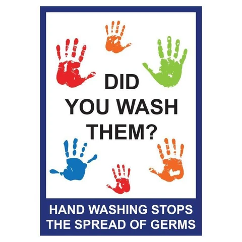 Hand washing stops the spread of germs safety sign