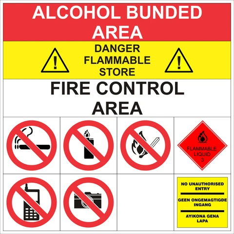 Alcohol Bunded Area safety sign