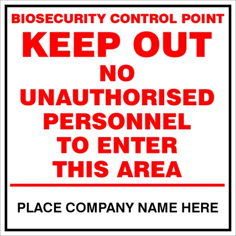 Biosecurity Control Point safety sign