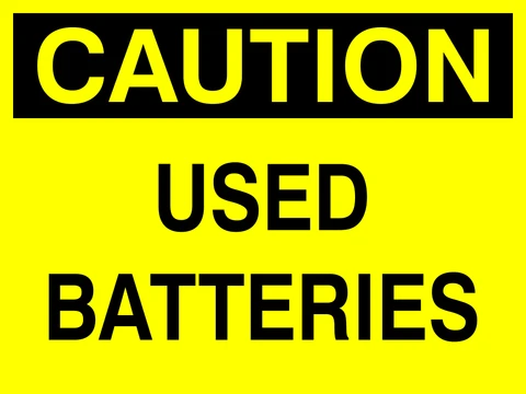 Caution : Used batteries safety sign