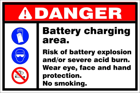 Danger : Battery Charging area safety sign