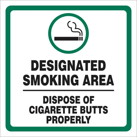 Designated Smoking Area safety sign 