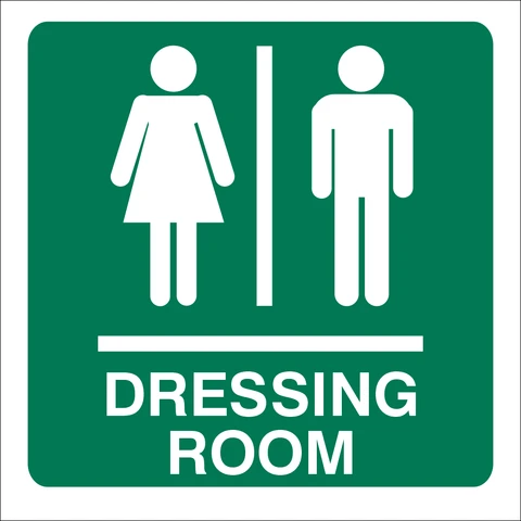 Dressing room combo safety sign