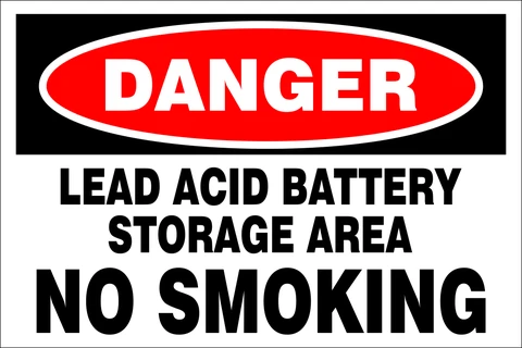 Danger : Lead acid battery storage area safety sign