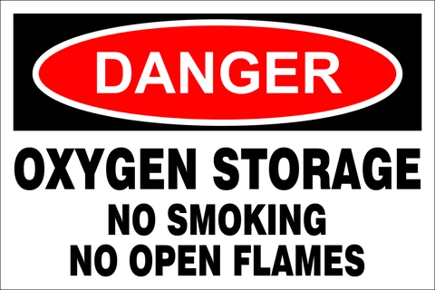 Danger : Oxygen storage area safety sign
