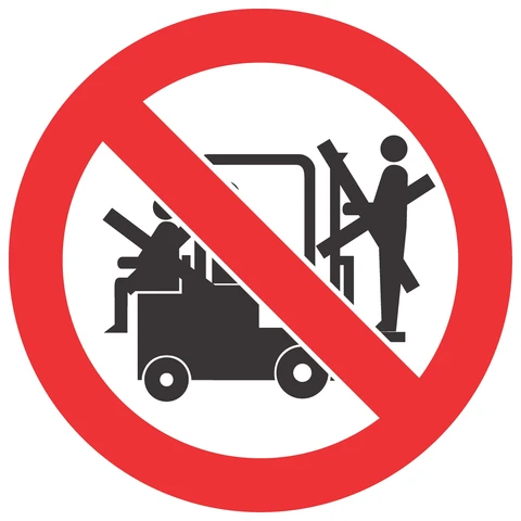 No Lifting On Forklifts safety sign