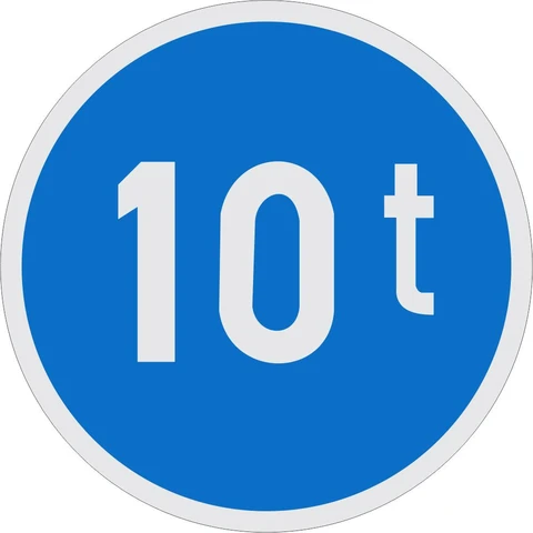 Vehicles Exceeding Mass Only road sign 