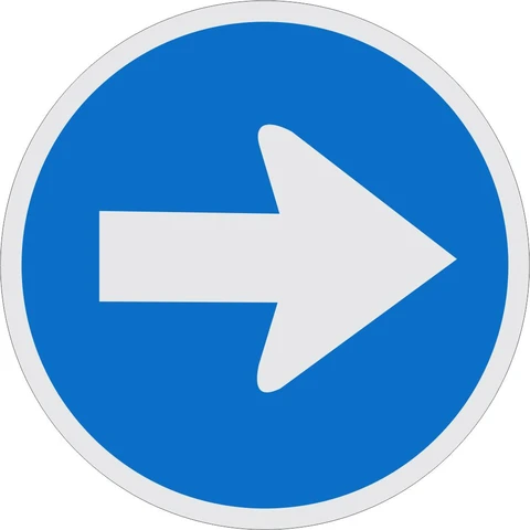 SABS Proceed Right Only road sign