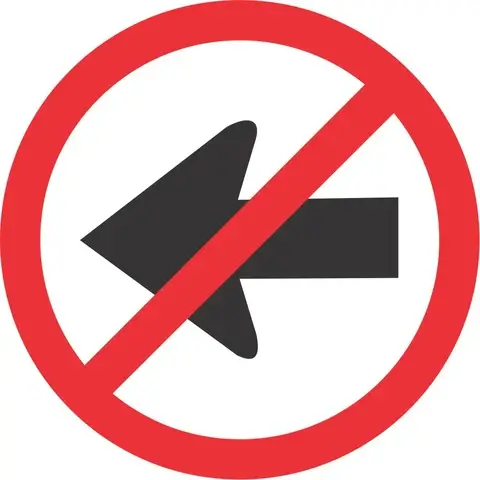 No Left Turn road sign