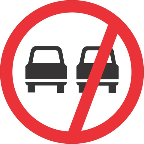 No Overtaking All Vehicles road sign 
