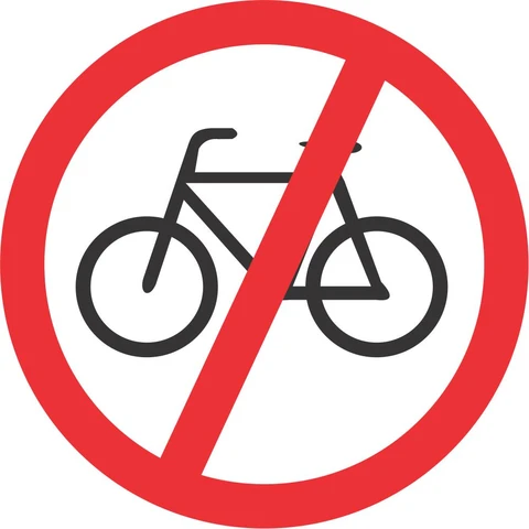 No Cyclists road sign 