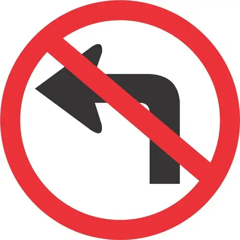 No Left Turn road sign