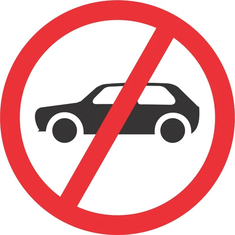 No Motor Cars road sign 