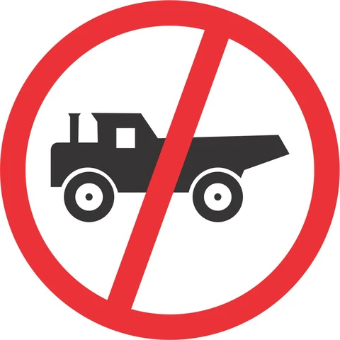 No Construction Vehicles road sign 